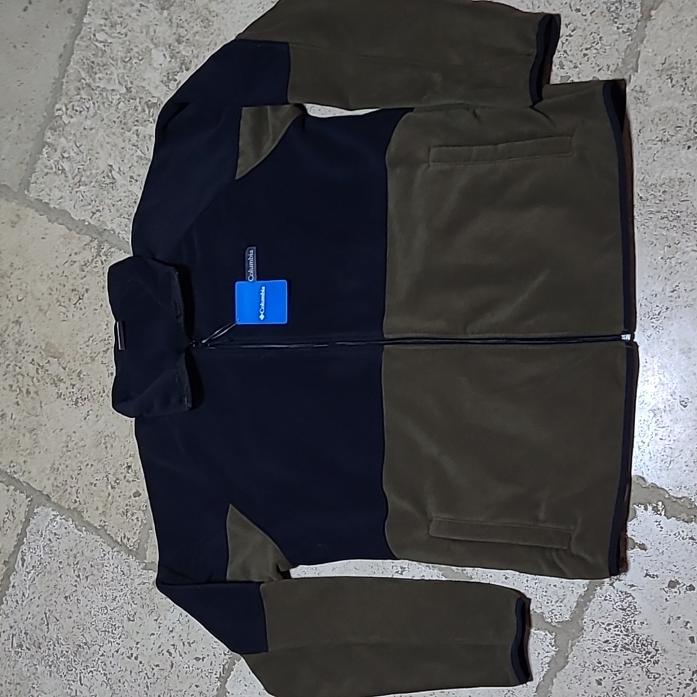 Columbia Basin Fleece Full Zip Green And Blue Jacket Size XL
